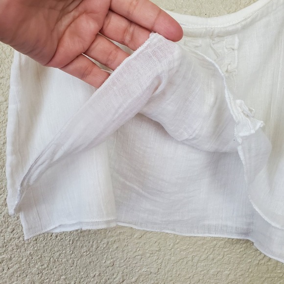 eloge white women's top blouse with sleeves 100% cotton size S summer vacation b - Picture 5 of 7